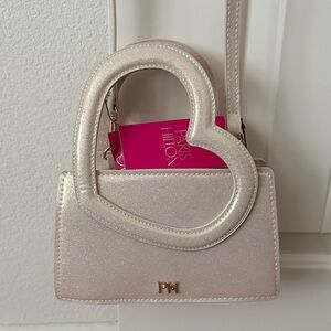 Paris Hilton Shimmering Cream Mini Bag with Heart Handle